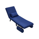 Blue Convertible Sofa Bed with Pillow and Pocket