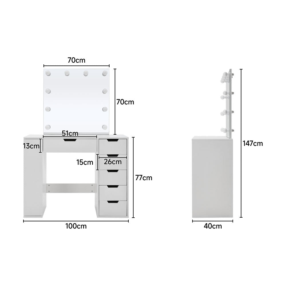 Hollywood Dressing Table with LED Lighted Mirror