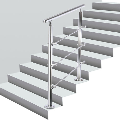 150CM Handrail Stainless Steel Balustrade with 3 Crossbars Stair Rails