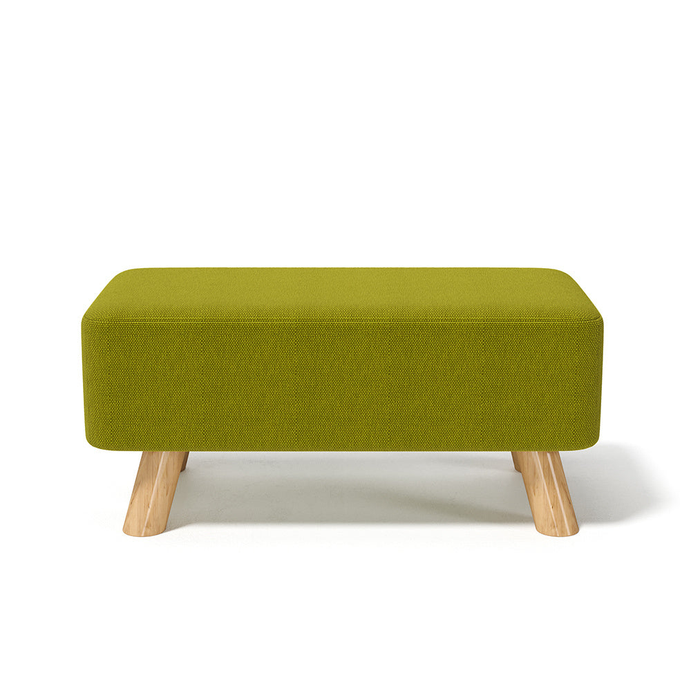 57CM Linen Pouffe Footstool Wooden Legs, Green