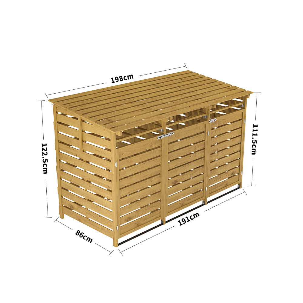 Outdoor Spruce Wood Trash Can Recycle Bin Enclosure Storage Shed