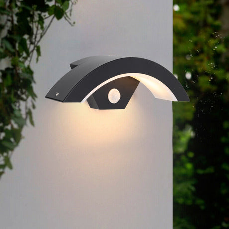 12W Outdoor Curved Shaped PIR Motion Sensor Garden LED Lamp, Warm White