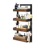 Brown 4 Tier Hanging Door Adjustable Shower Caddy Shelf