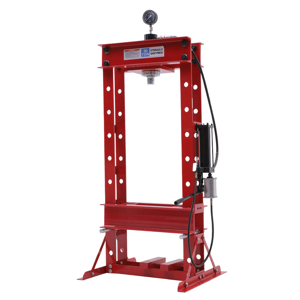 Red 30 Ton Hydraulic Press with Pressure Gauge