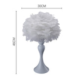 Accent Feather Table Lamp with LED Light Bedside Light Lounge Lighting