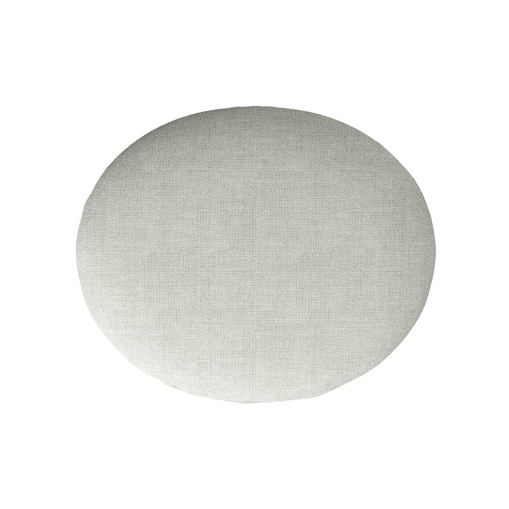 Beige Linen Upholstered Oval Footstool with Wooden Legs