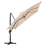 3M Large Garden Roma Tilting Aluminium Cantilever Parasol With Petal Base, Taupe