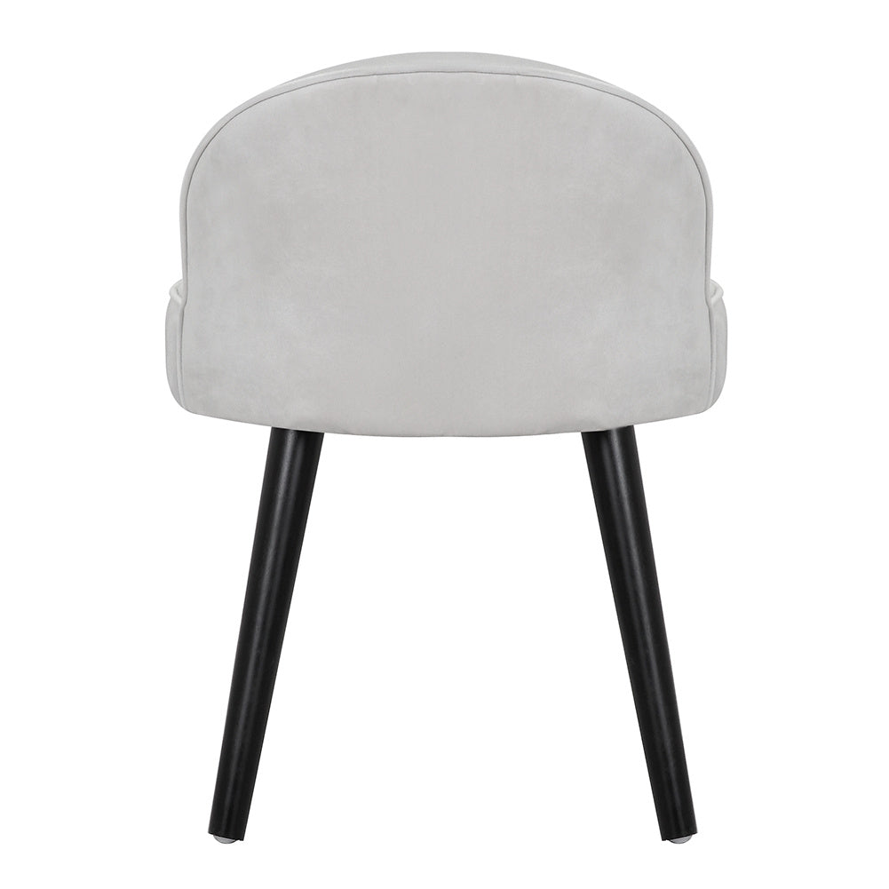 Vintage Velvet Dressing Table Stool Black Wooden Legs,Light Grey