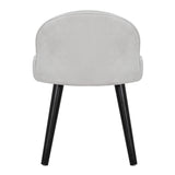 Vintage Velvet Dressing Table Stool Black Wooden Legs,Light Grey