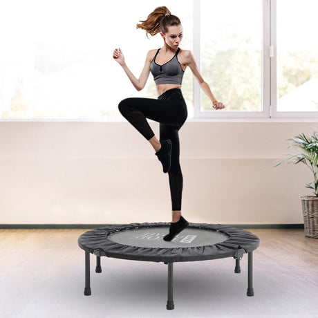 38 Inch Foldable Round Exercise Trampoline Black