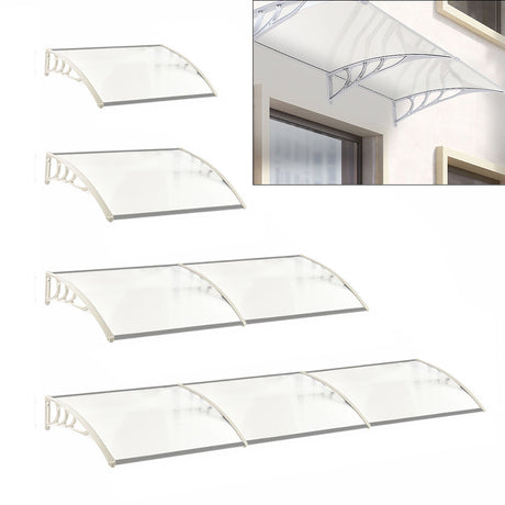 Door Canopy Awning Window Rain Snow Shelter Curved Sheet, White 150CM