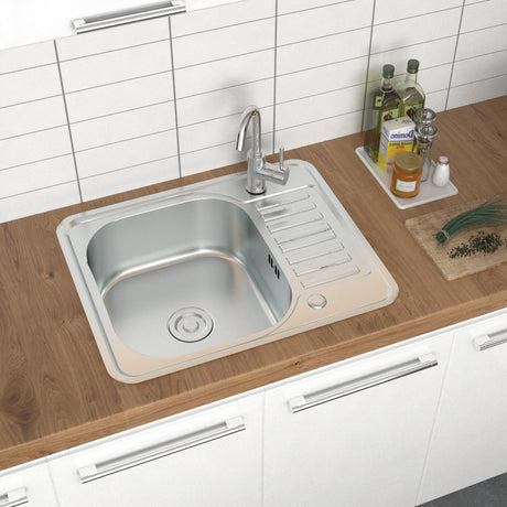 Stainless Steel Single Kitchen Sink Modern Square Laundry Topmount