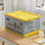 Yellow Transparent Folding Plastic Storage Box with Wheels