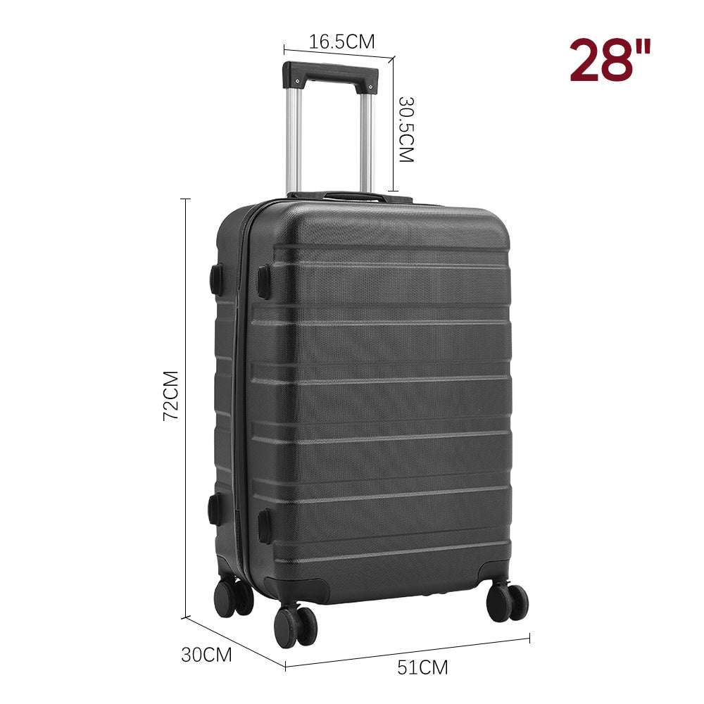 Black 28 inch Hard Shell Rolling Luggage Trolley Travel Case