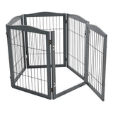 Grey 280cm 5 Panel Wooden Folding Pet Playpen