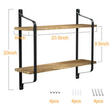 2 Tier Wall Mounted Metal Frame Wood Storage Shelf