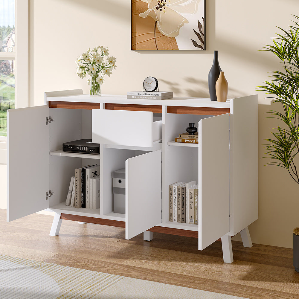 White Storage Living Room Sideboard with Drawers