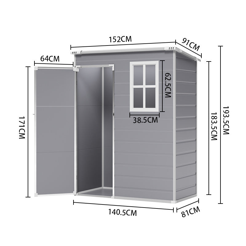 Grey Plastic Outdoor Garden Tool Shed with Deadbolt