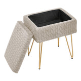 Rectangle Upholstered Storage Ottoman Vanity Stool