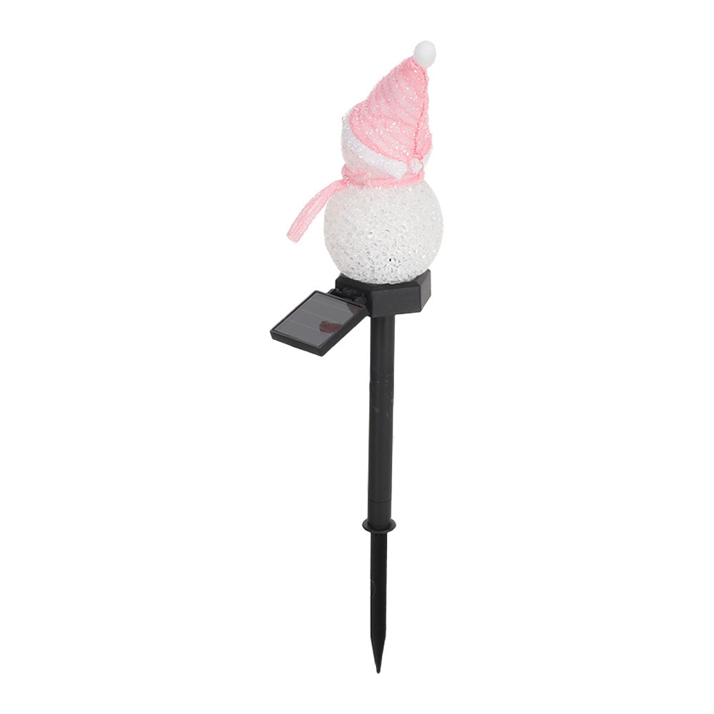 Outdoor Garden Solar Pink Christmas Snowman LED Stake Lights