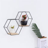 Black Hexagon Wall Shelf with Iron Frame