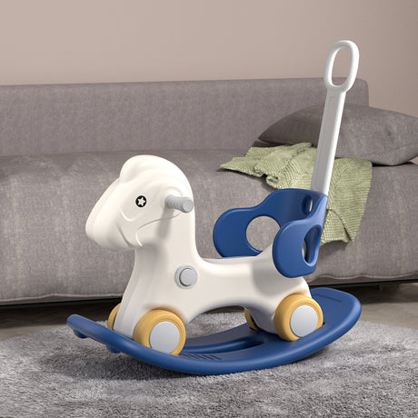 Blue Kids 2 in 1 Plastic Ride On Rocking Horse