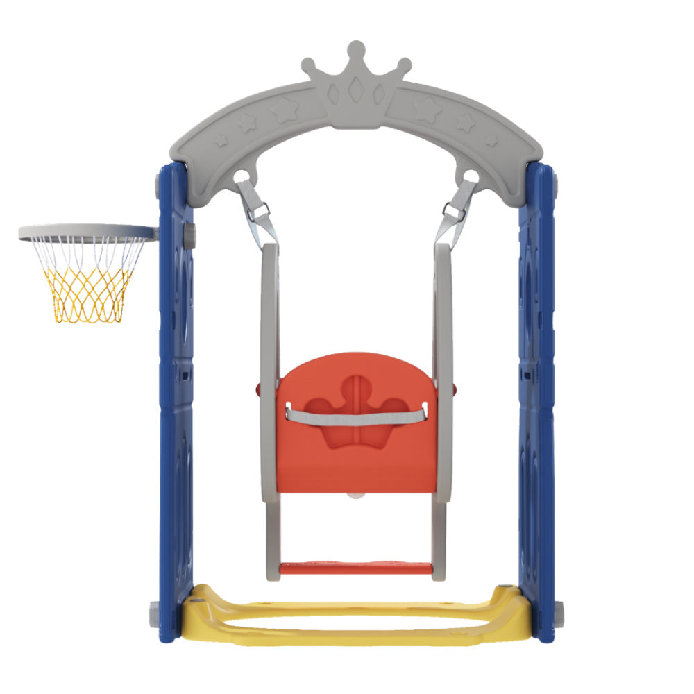 Blue Toddler Swing with Basketball Hoop