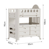 Beige Mobile Baby Diaper Changing Table with 4 Drawers and Storage Shelf