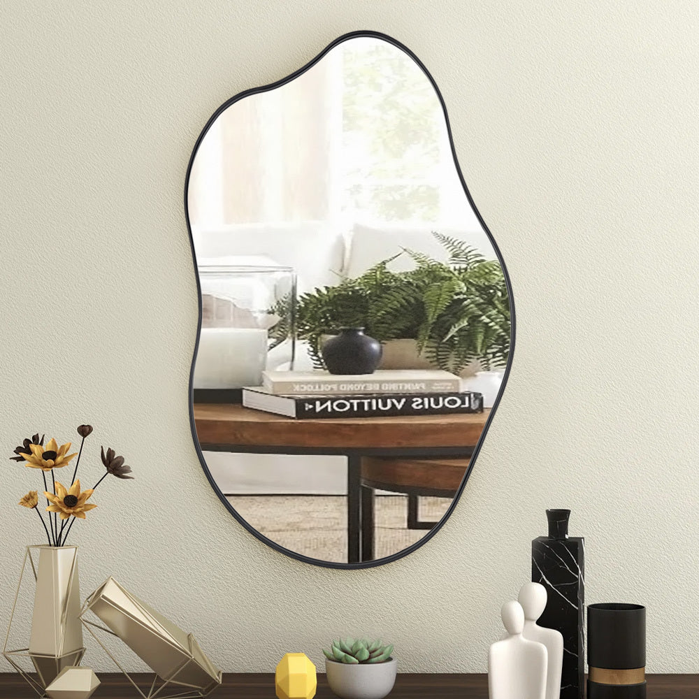 Black 50cm W  Metal Framed Wall Mirror Decorative