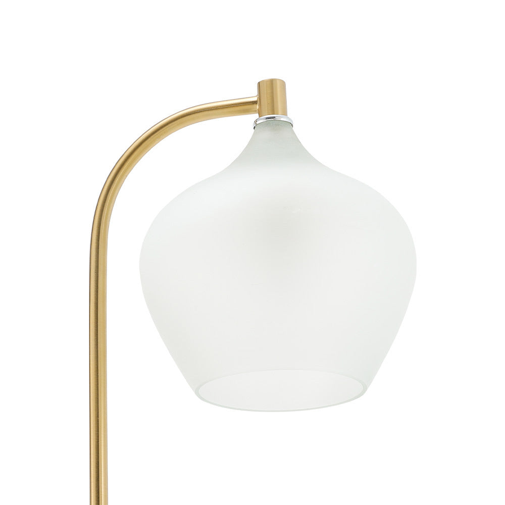 Gold Floor Lamp with Frosted Glass Lampshade