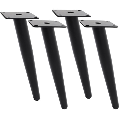 25cm Black Metal Table Legs Tapered Furniture Legs Replacement