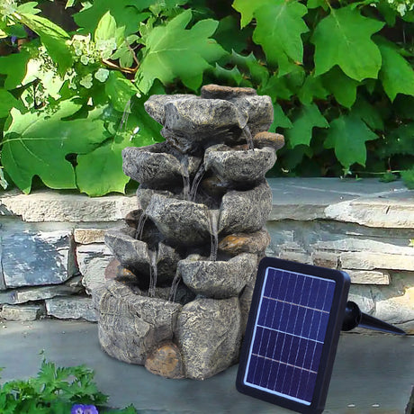 Solar Powered Outdoor Water Feature Waterfall
