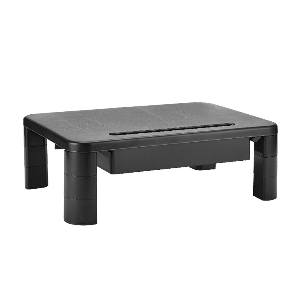 Black Adjustable Monitor Stand Riser with Drawer