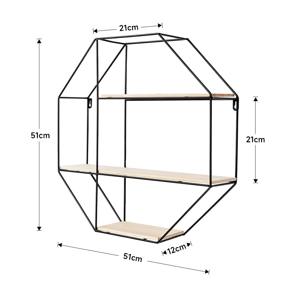 Octagonal Metal Floating Wall Display Shelf