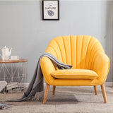 Velvet Scallop Back Armchair with Detachable Cushion Yellow