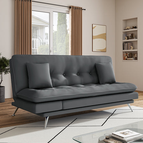 Grey Fabric Upholstered Tufted Sofa Bed