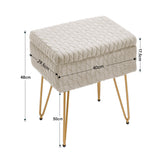 Rectangle Upholstered Storage Ottoman Vanity Stool