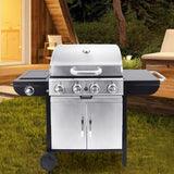 Stainless Steel 4 Burner Outdoor Gas Burner with Side Burner Gas Gill, Silver