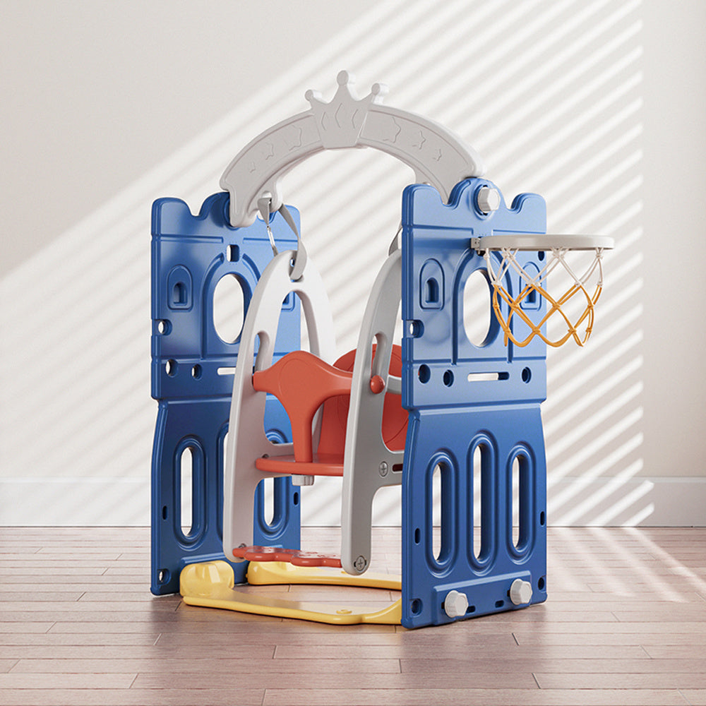 Blue Toddler Swing with Basketball Hoop