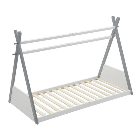 Triangular Frame Kid beds Floor Bed,White and Grey