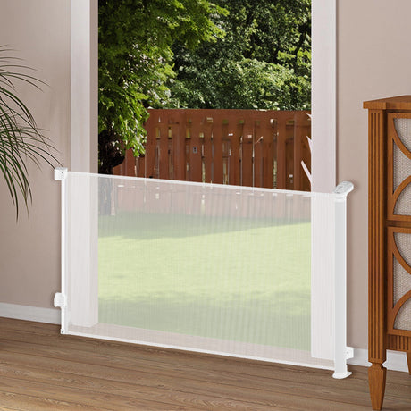 White Retractable Safety Gate for Kids and Pets