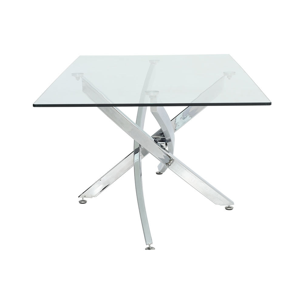 120x60CM Rectangle Tempered Glass Top Side Table with Chrome Legs