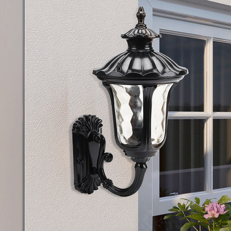 Black Traditional Textured Black Outdoor Wall Lantern