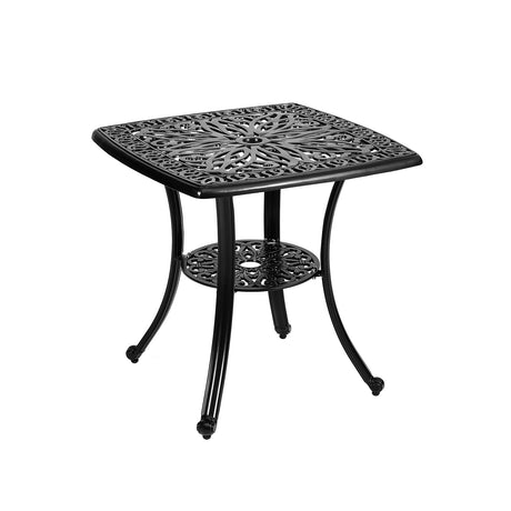 Black Square Cast Aluminum Outdoor Bistro Table