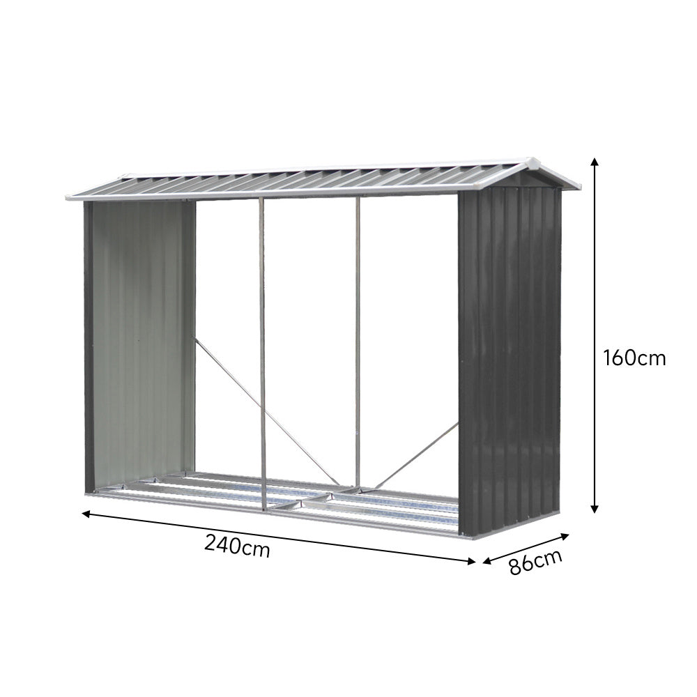 Anthracite Outdoor Garden Steel Log Storage Shed