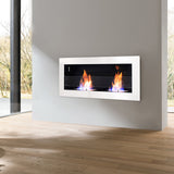 Indoor Wall Mounted Recessed Bio Ethanol Fireplace, 90CM White