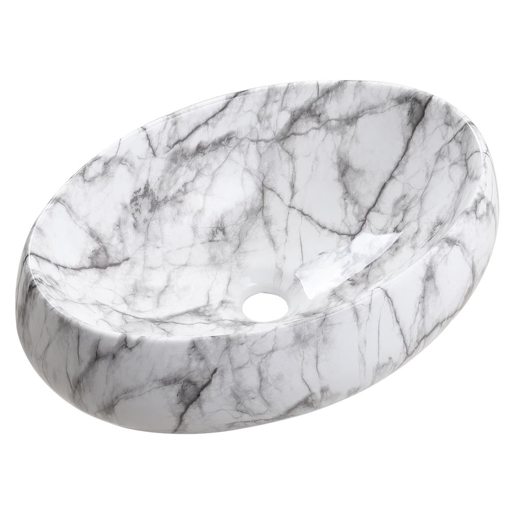 Modern Oval Marble Bathroom Vessel Sink