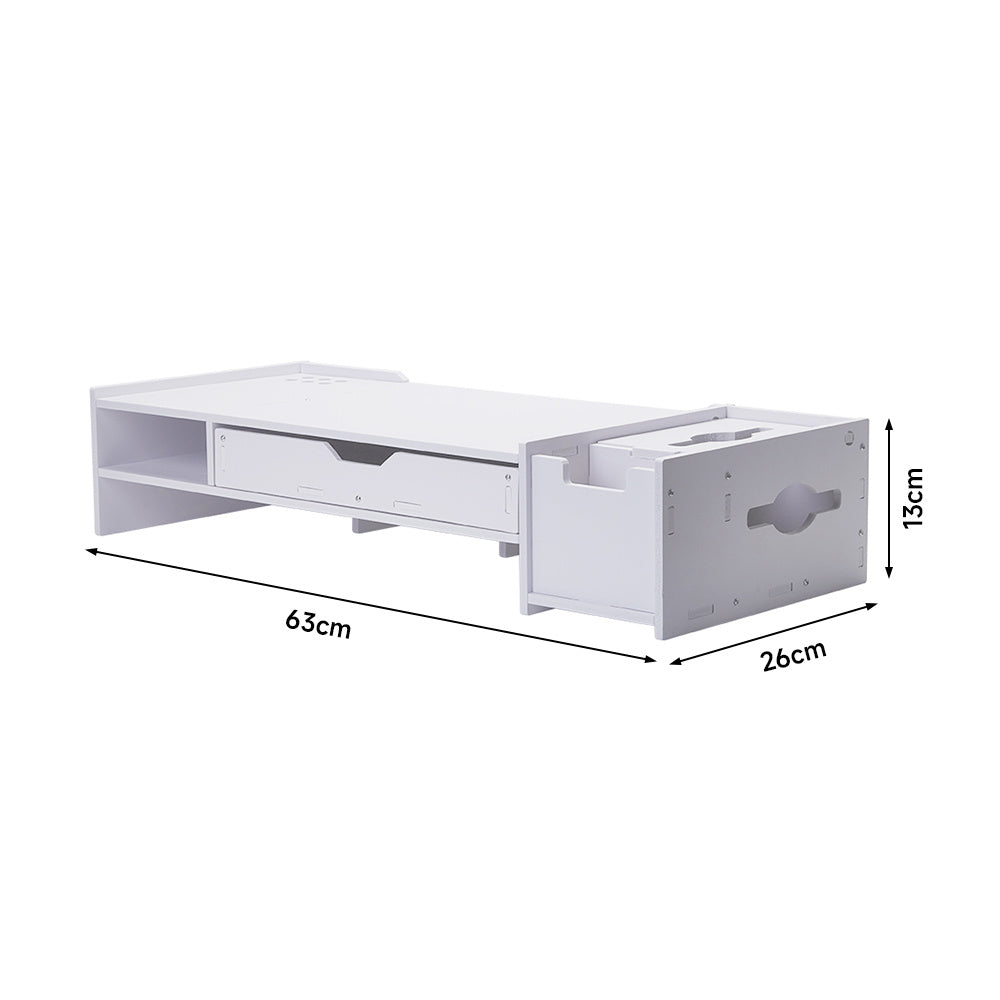 Desktop Computer Elevated Stand with Paper Tray