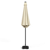 3M Large Garden LED Parasol Outdoor Beach Umbrella with Light Sun Shade Crank Tilt with Square Base, Beige