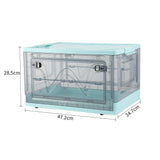 Blue Transparent Folding Plastic Storage Box with Wheels